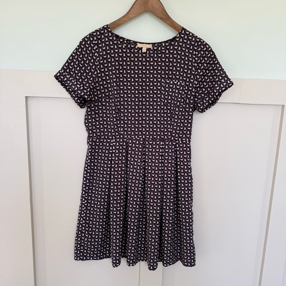 Monteau Black Mini Dress with White Heart Print